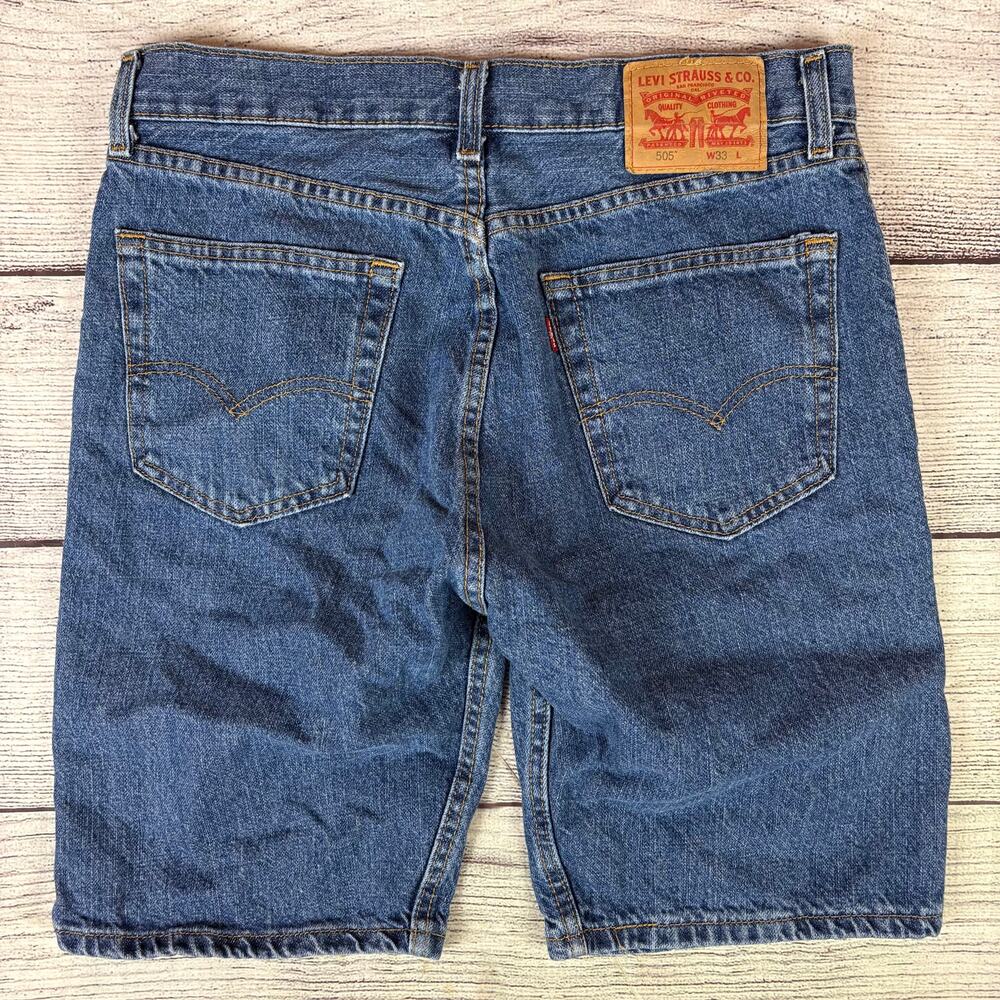 Levi's 505 Blue Dark Wash Denim Jean Shorts